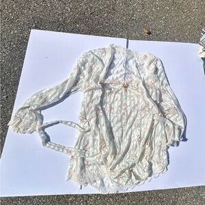 Vintage 80s Lingerie Bodysuit With Robe Lace And Ribbons Night Moves Size M